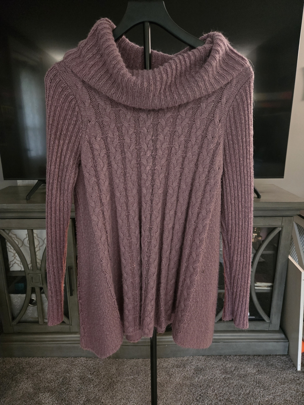 Hannah Cable Knit Cowl Neck Sweater - Lavendar
